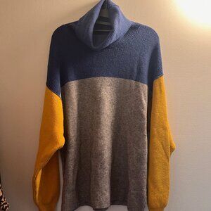 Free People Colorblock Turtleneck Sweater XS (fits XS-L)